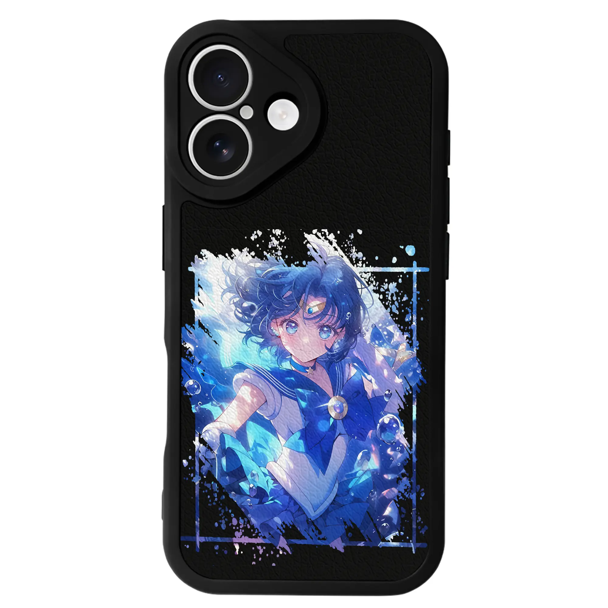 美少女戦士セーラームーン グッズ 水野 亜美 - IPhone 16シリーズ対応 ・ シリコンスマホケース ・ レザー調 ・ 高精度フィット ・ 耐衝撃 ・ ワイヤレス充電対応 ・ 精密カット